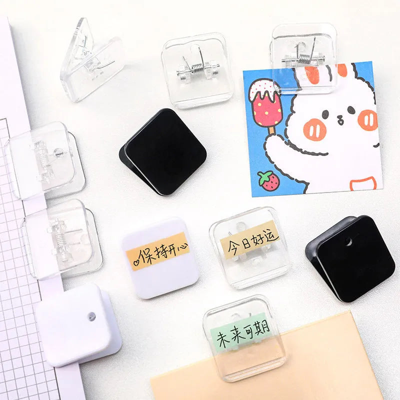 Square plastic photo note holder in white, black, or transparent measuring 3.2cm x 3cm