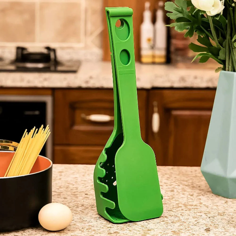 Plastic kitchen spoon and spaghetti spoon set with multifunction shovel for cooking and serving