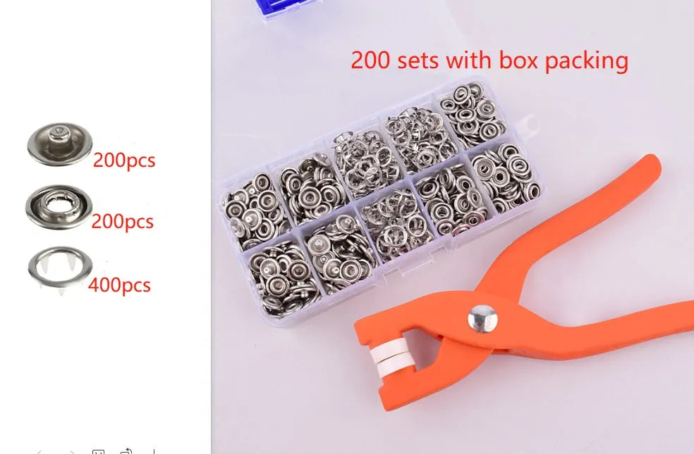 Stainless steel five-claw no-sew buttons measuring 9.5mm for children's clothing repair