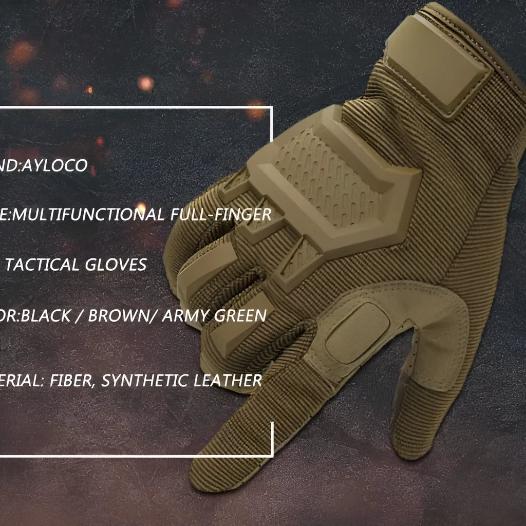Men's tactical gloves in black with rubber knuckle and reinforced palm panel