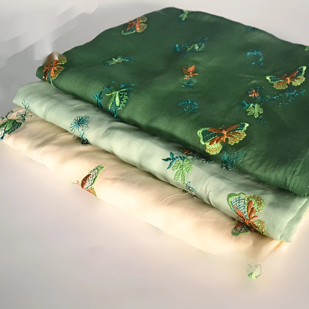 Pure ramie embroidery cloth Hanfu fabric beige colour 140cm width