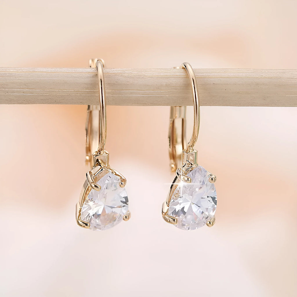 Women's drop-shaped copper earrings with gold or platinum colour plating, European-American style
