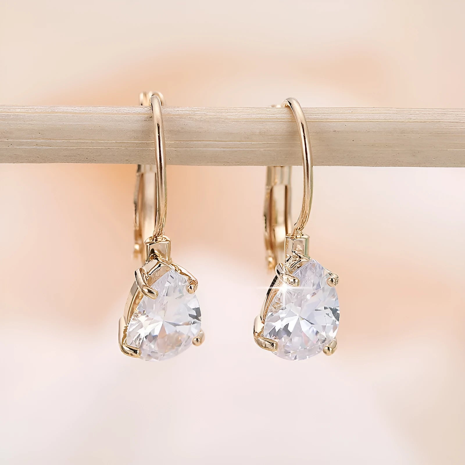 Women's drop-shaped copper earrings with gold or platinum colour plating, European-American style