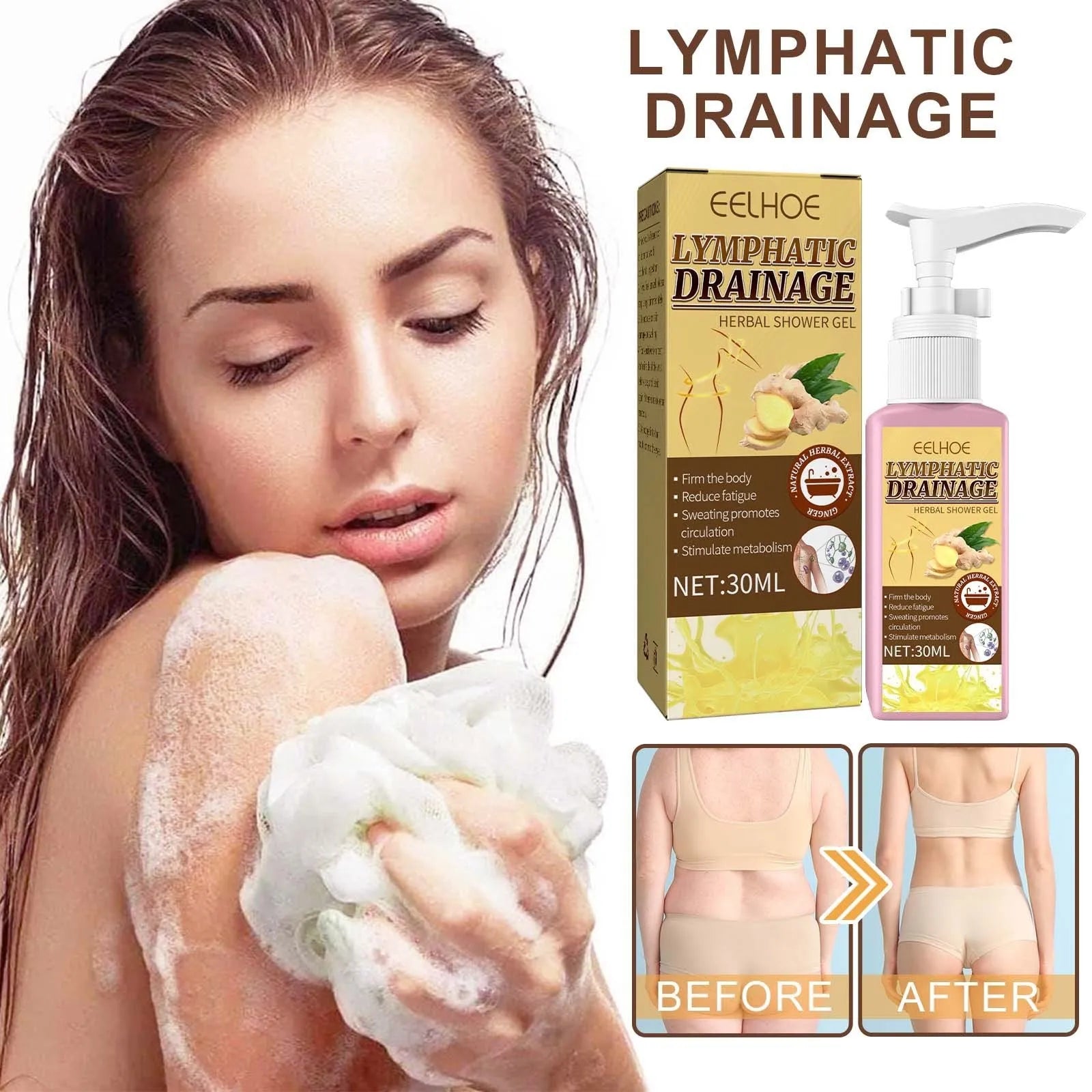Gentle Cleansing Soft Ginger Slimming Shower Gel 30ml in bottle
