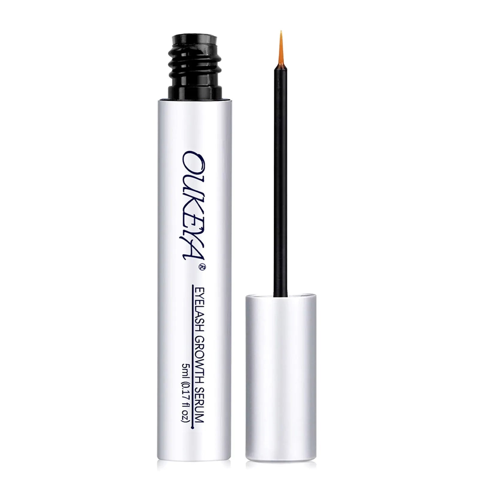 Silver packaged 5ml eyelash growth essence bottle for gentle eyelash repair and care