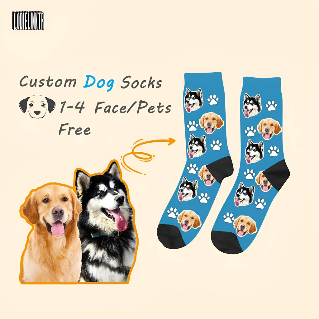 Personalised mid-calf tube socks with custom graphic printing in multiple colours
