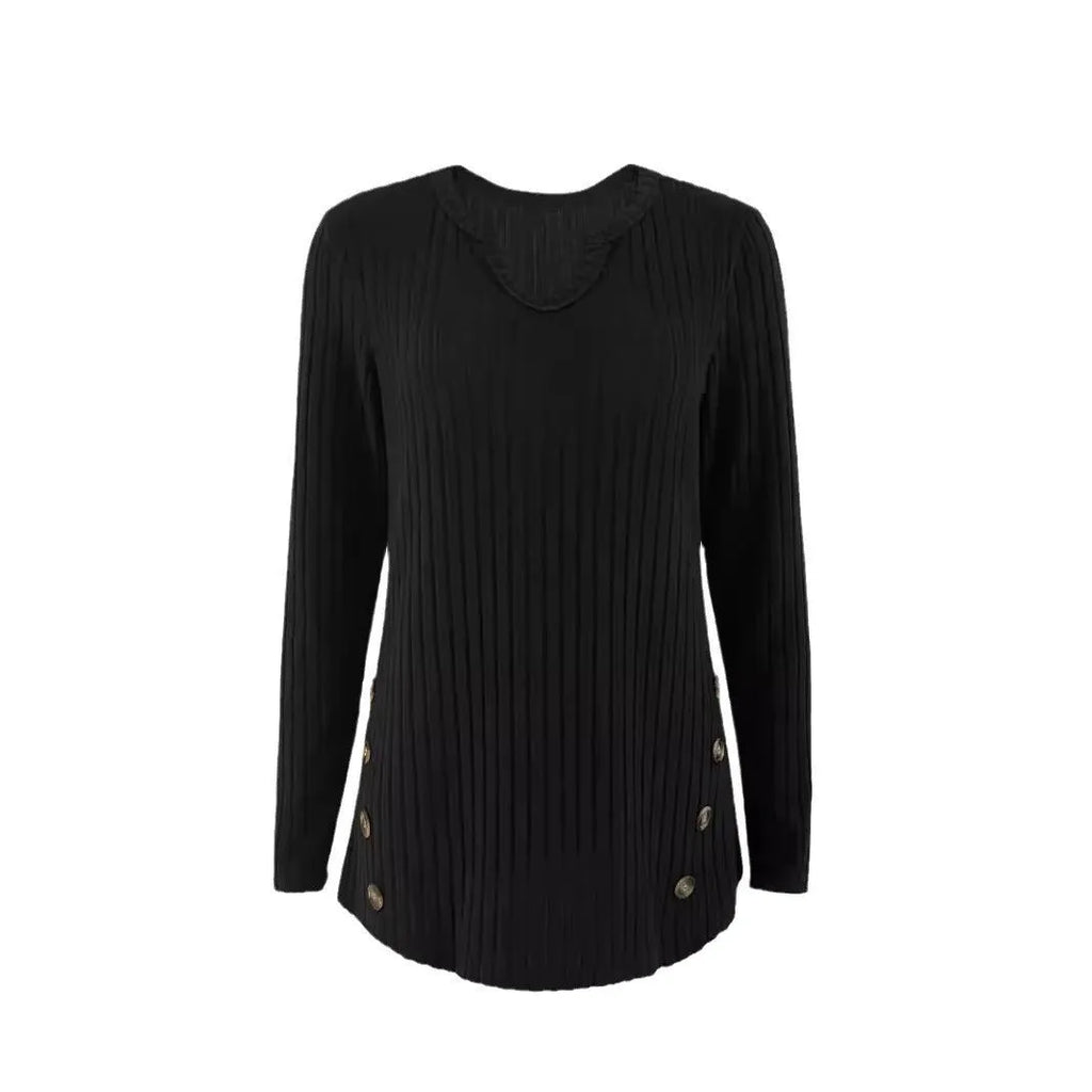 Men's solid colour casual knitted button sweater in black or grey green with Japanese Korean style pullover design