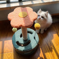 Cat scratch board with sisal rope scratching surface and bridge climbing frame in pink colour