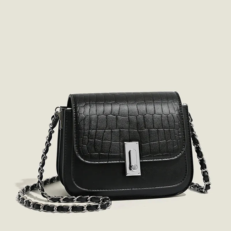 Soft PU women's crossbody shoulder bag with sandwich pockets and phone compartment in horizontal square shape