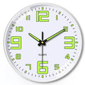 Modern 8-inch luminous wall clock with plastic shell in colour option YG010, YG011, or YG012.