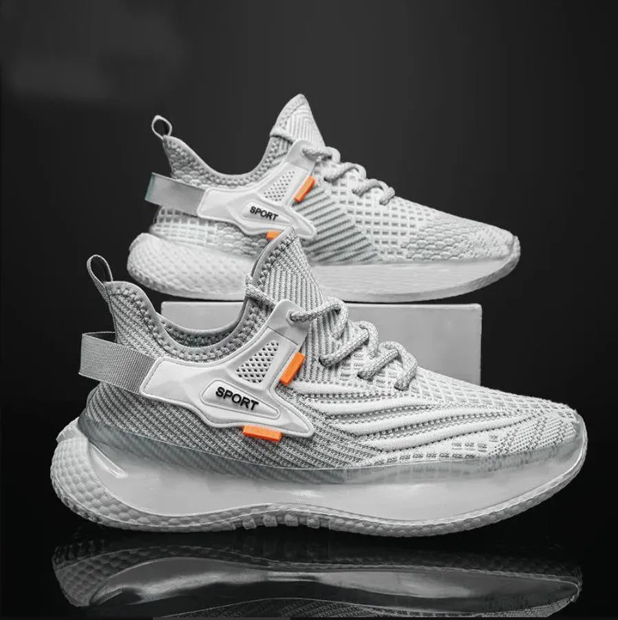 Men's woven mesh platform sneakers in multiple colours with flat heel and lace-up closure