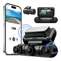 Hainatech 4 channel dash camera with 360 degree view, GPS, WiFi, night vision, and 128G memory card in black