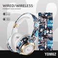 Bluetooth headphone with graffiti skull pattern, over-ear design, in Graffiti Black finish