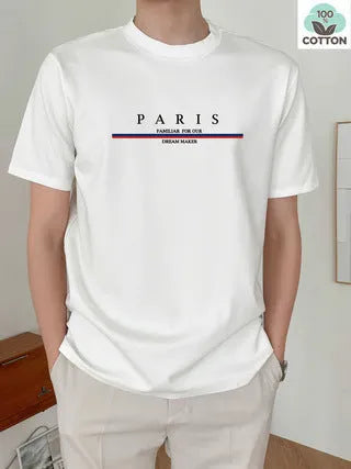 Men's loose fit pure cotton T-shirt with a printed letter design on the chest in apricot colour.