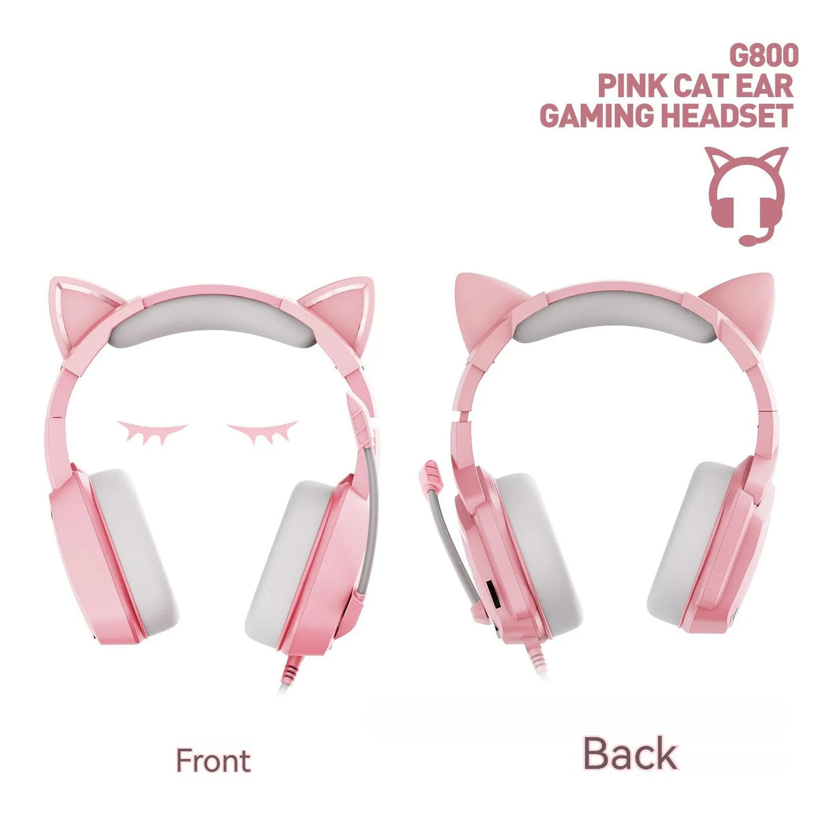 Pink G800 headworn wired earphones with braided cable and 3.5mm L-shaped plug