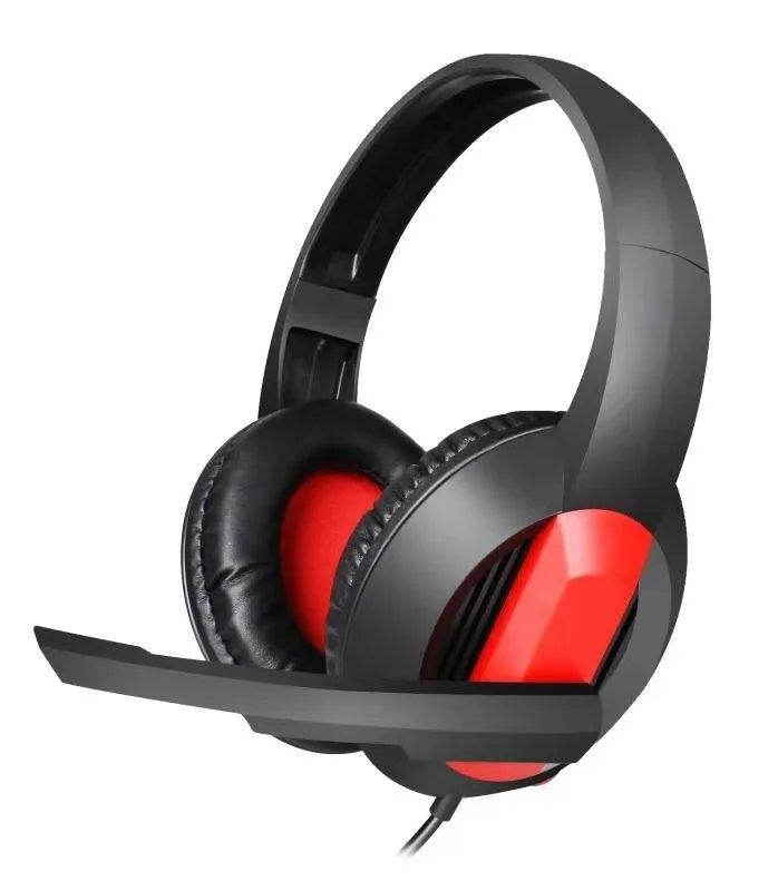 Blue and red coloured e-sports gaming headset with a cable and 3.5mm plug.