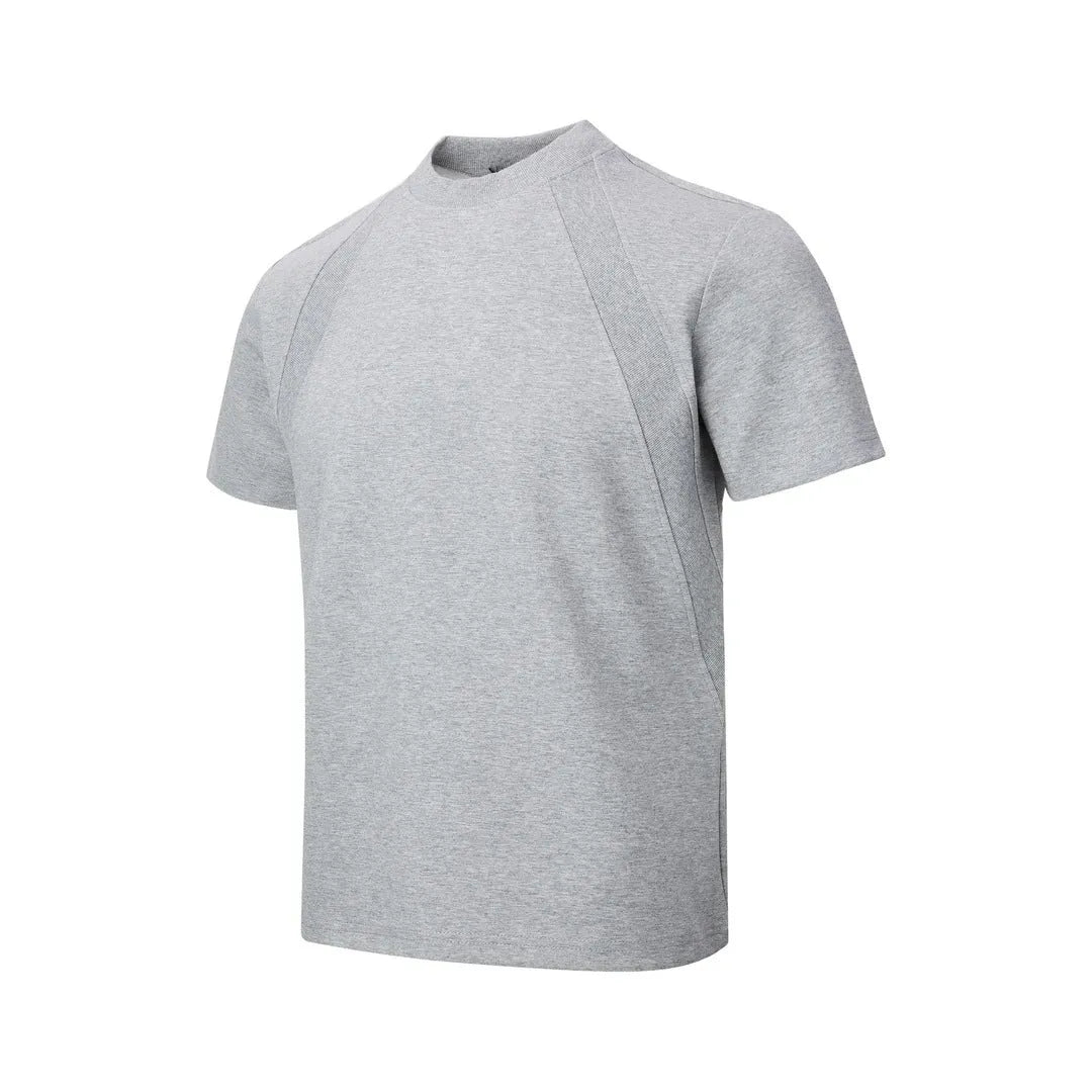 Loose grey short sleeve top with textured air layer stitching detail on the front