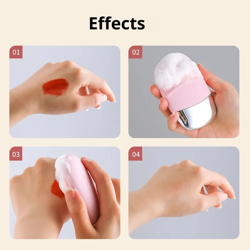 Silicone ultrasonic facial cleansing brush in Lake Blue with three speed gears for deep cleaning