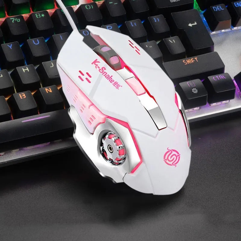 Metal backboard wired USB mouse in matte black with scroll wheel and left/right buttons