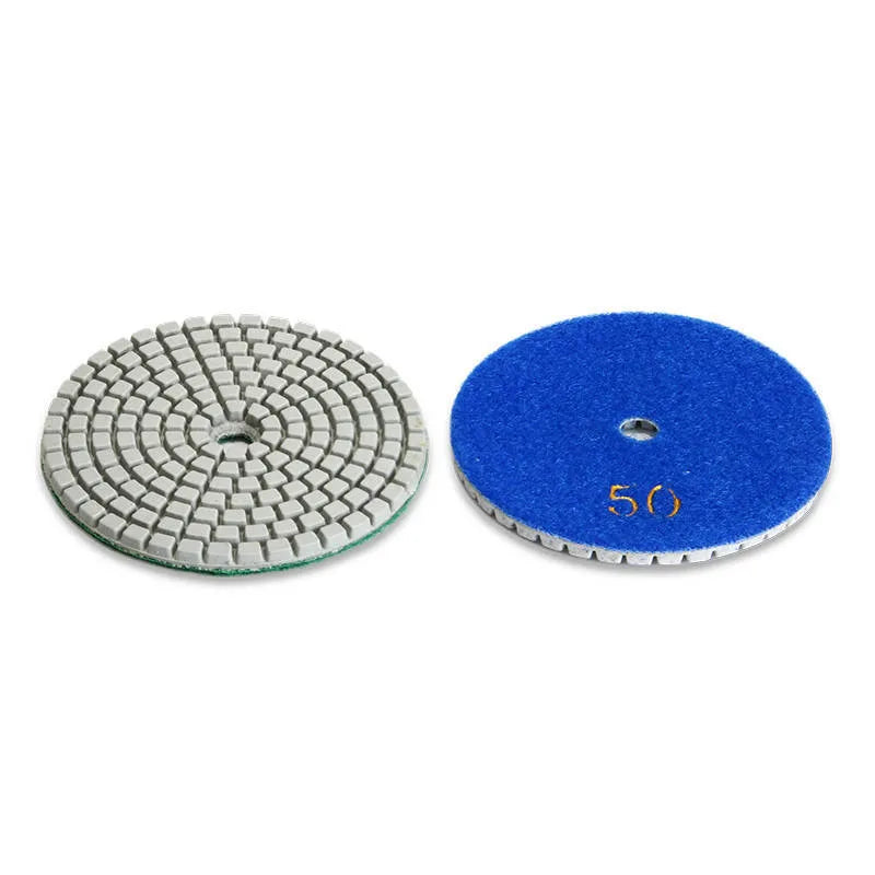 Set of 10 stone polishing pads with diamond emery abrasive, ranging from 50 to 3000 grit.