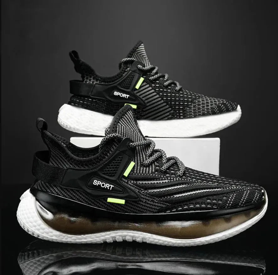 Men's woven mesh platform sneakers in multiple colours with flat heel and lace-up closure