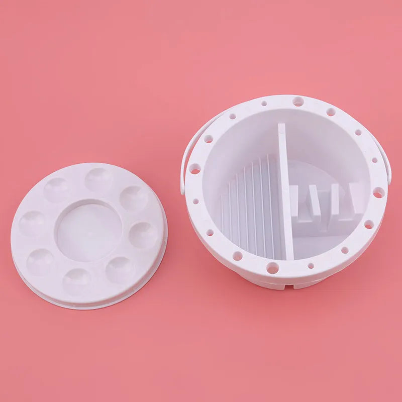 White plastic brush holder for painting with 16.5 cm diameter
