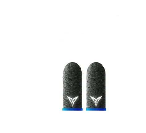 Green gaming thumb sleeve with a reflective logo, made from silver fibre yarn for sweat absorption.