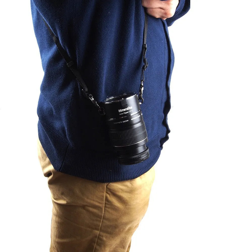Aluminium alloy camera lens holder with stainless steel buckle and cotton strap for Canon Nikon Sony cameras