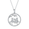 Women's four kitten copper necklace with electroplated pendant on cross chain
