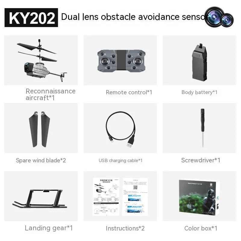 Heifeng gray reconnaissance UAV helicopter with obstacle avoidance sensors and remote control