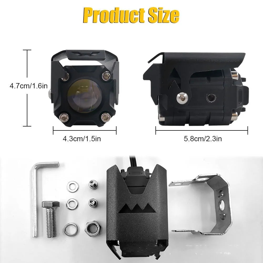 LED dual light external electric motorcycle spotlights M1 60W 6000LM aviation aluminium IP67