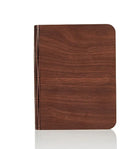 Solid wood book light in three sizes with USB cable showing white and warm white light options