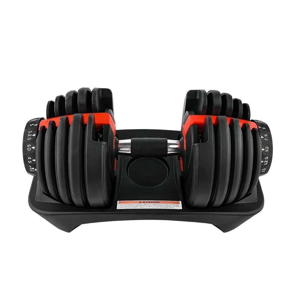 Adjustable 15 gear men's dumbbell set with steel plate and plastic construction for home fitness