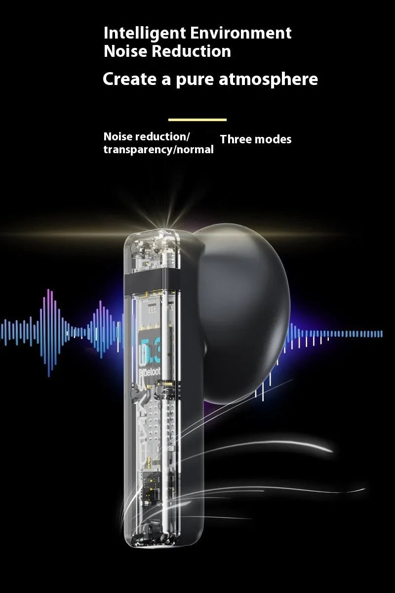 In-ear sport headset with touch colour screen and digital display in black colour
