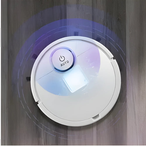 Automatic sweeping robot with circular ABS plastic housing and control button