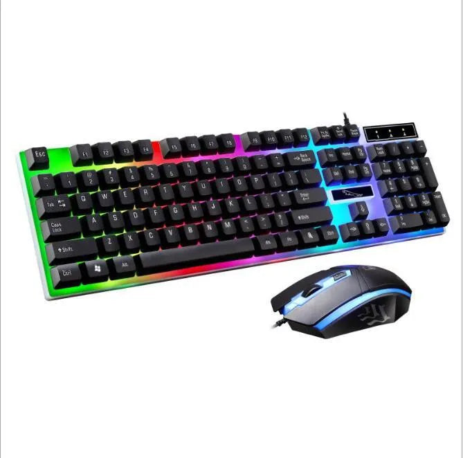 G21 wired U U mouse and keyboard set in black with suspended lighting mechanical feel design