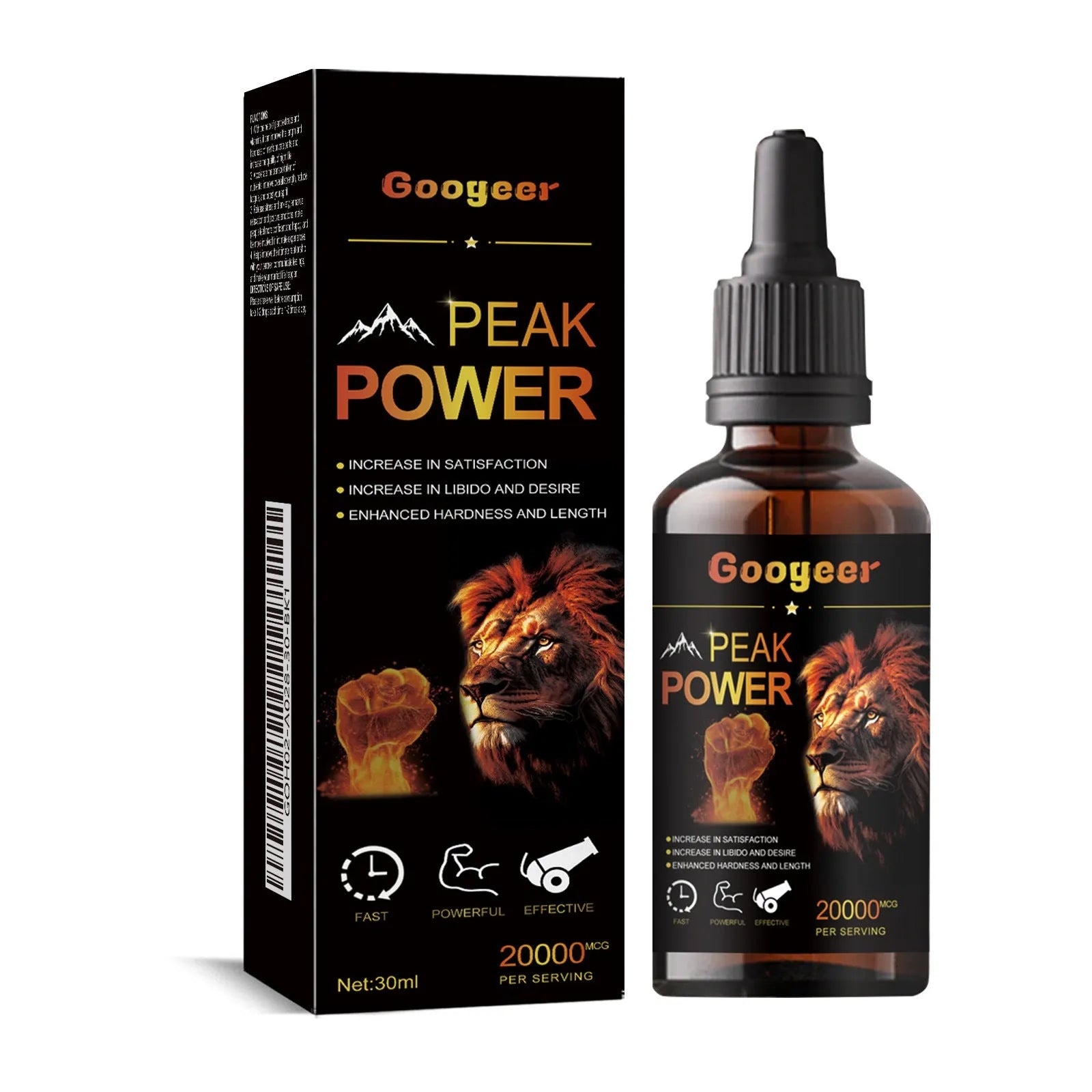 Googeer Peak Power 30ml liquid energy supplement bottle for adult health and wellness support
