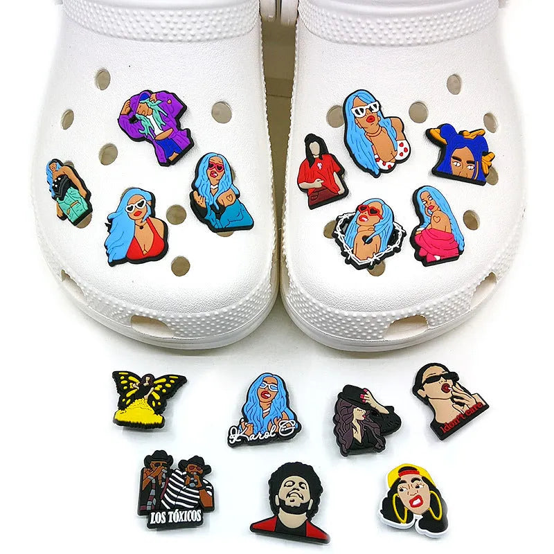 Removable cartoon shoe flower sticker in PVC with picture colour design for decorating sneakers
