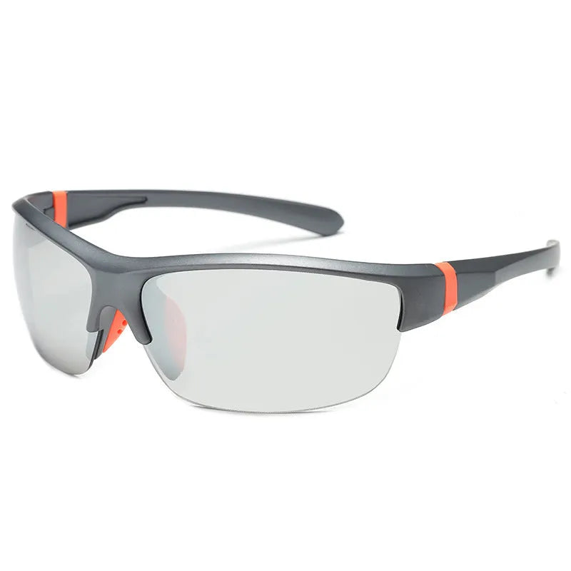 Men's semi-frameless athletic sunglasses for cycling in Bright Black Blue Mercury colour