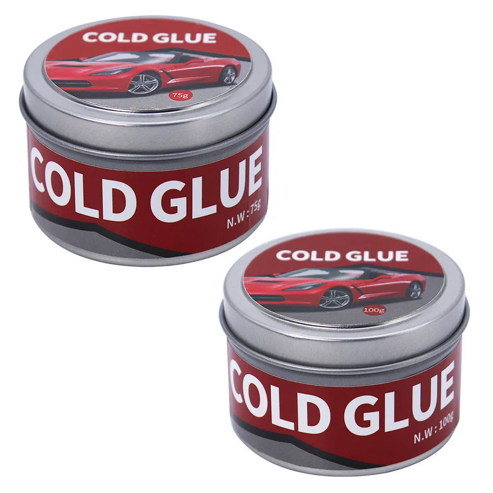 Automobile repair cold glue container showing 75g and 100g size options