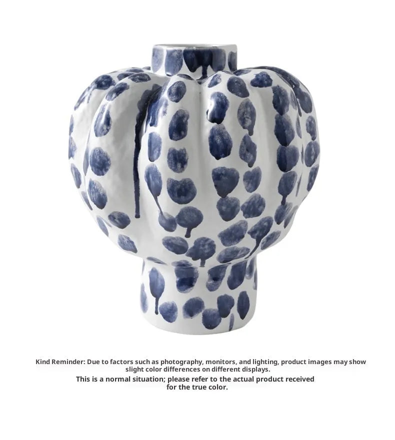 Celadon white single-colour glaze porcelain vase 32cm wide 37cm tall handmade light luxury home decor