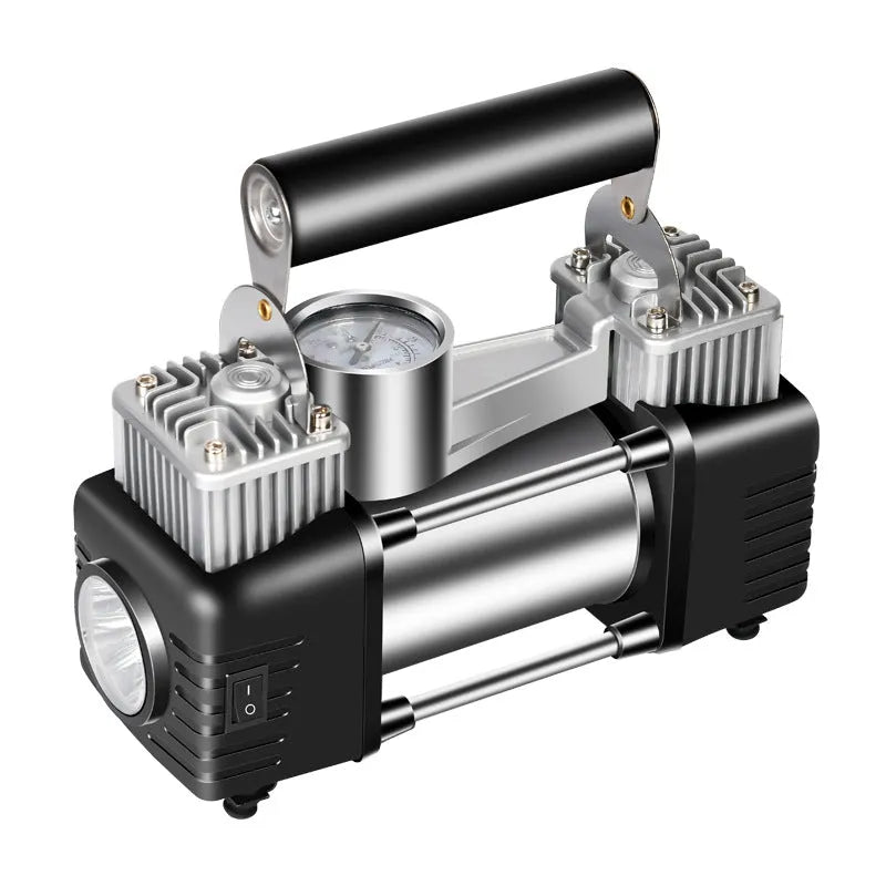 Vehicle multifunctional double cylinder 150W air pump in digital display toolbox with tyre pressure gauge