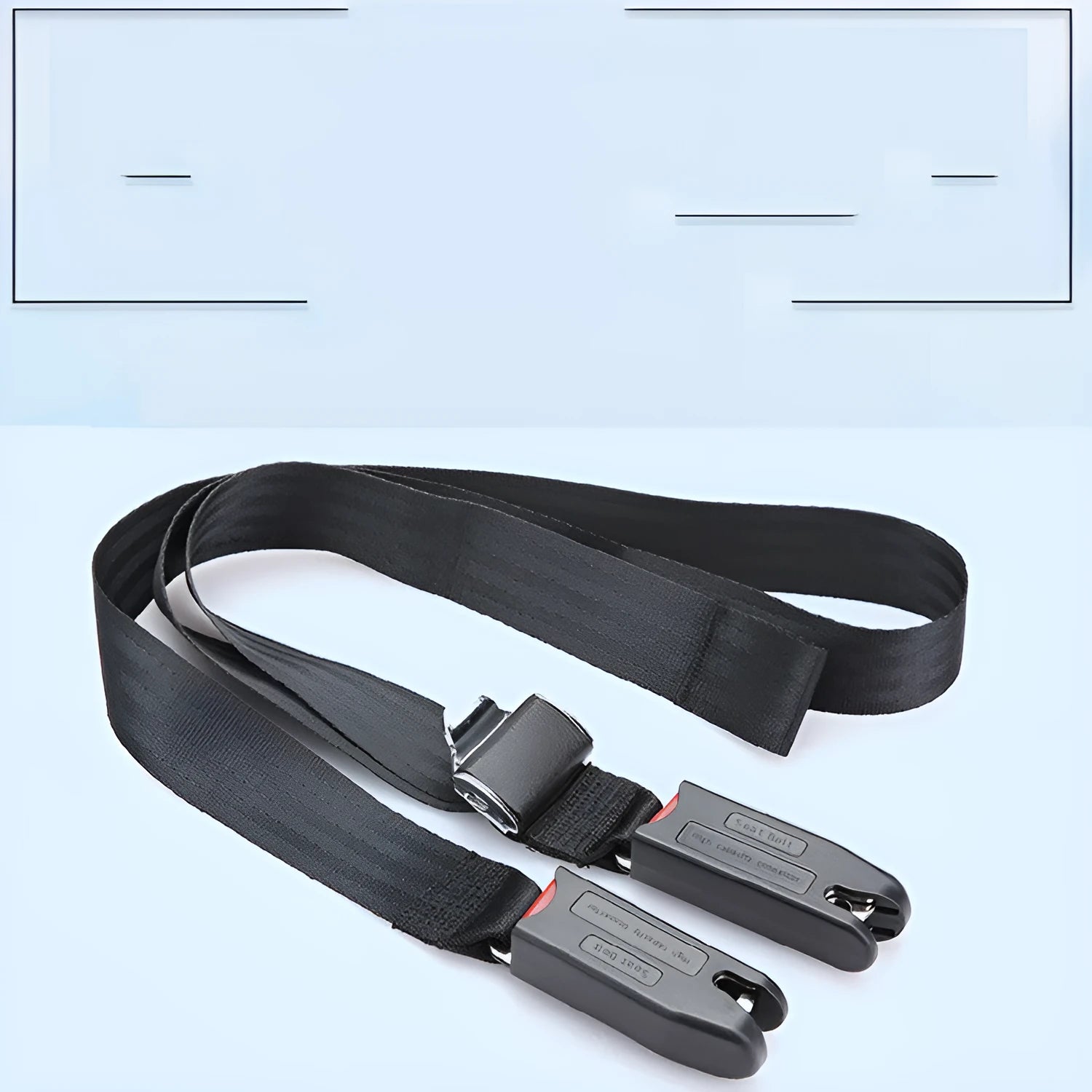 Black Isofix interface soft connection belt with steel fastener, two-point design for European car child seat fixing