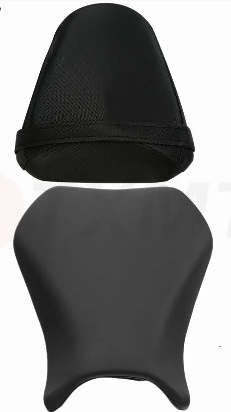 Suzuki GSXR1000 black PU leather seat cover protecting front and rear motorcycle seats.