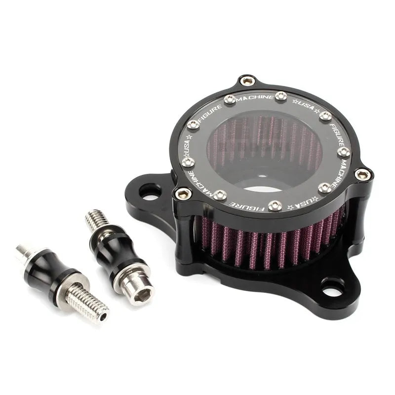 CNC aluminium retro motorcycle air filter with transparent glass panel for Harley Davidson Sportster