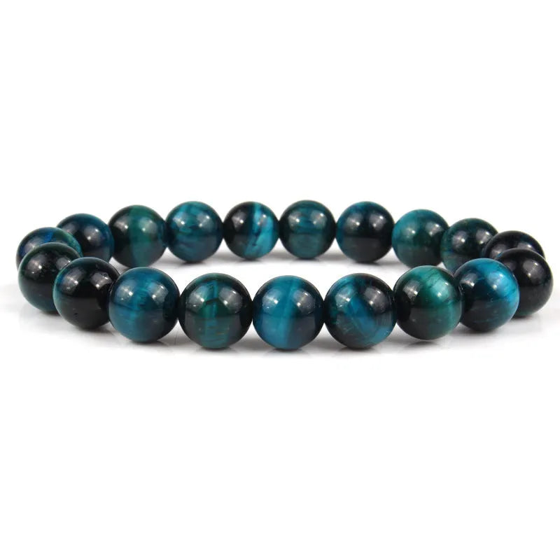 Natural tiger eye stone bracelet with round beads in a choice of colours and sizes