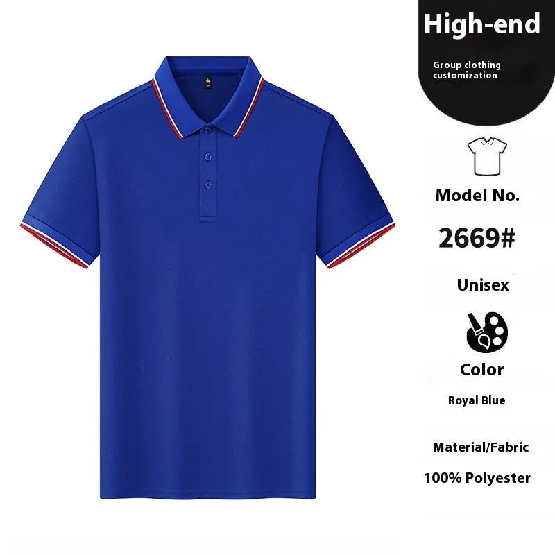 Men's short sleeve nylon polo shirt in multiple colours with straight cut design