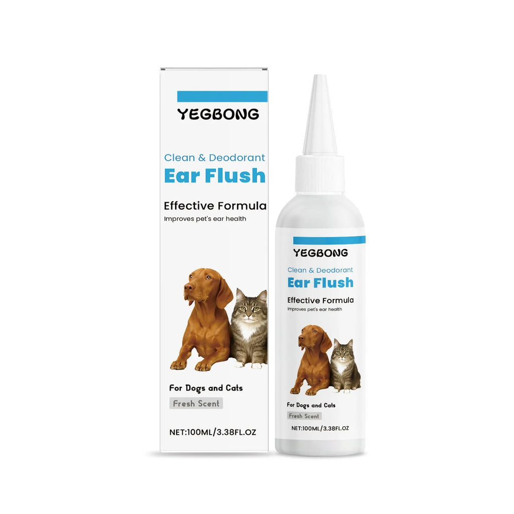 100ml bottle of cat and dog ear cleaner liquid for gentle earwax removal
