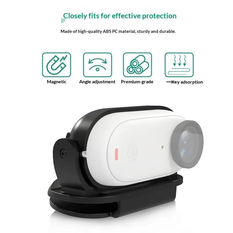 Black magnetic protective frame cap clip for Insta360 GO3 and 3S thumb anti-shake camera mount bracket