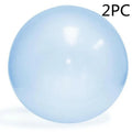 TPR inflatable ball toy in pink, yellow, green, and blue colours showing 40cm to 120cm size range